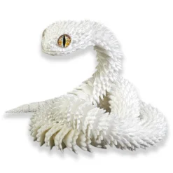 3D Printed Snake (small 30cm) White Luminous Green